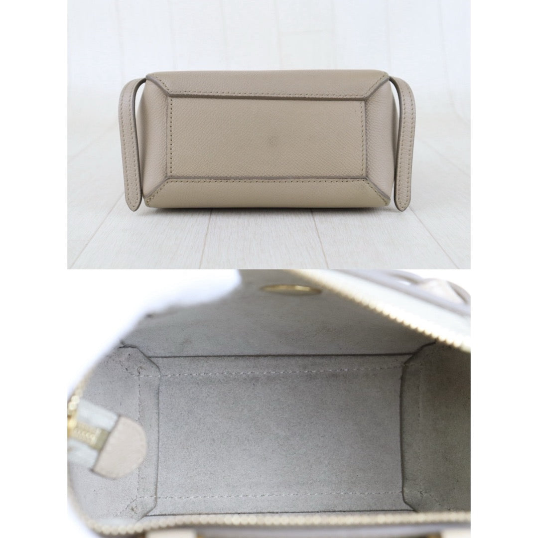 Include Entrupy Certificate of Authenticity｜Very Good ( Rank A)｜CELINE Calf Leather Belt Pico Handbag Shoulder Bag Beige｜S26030833