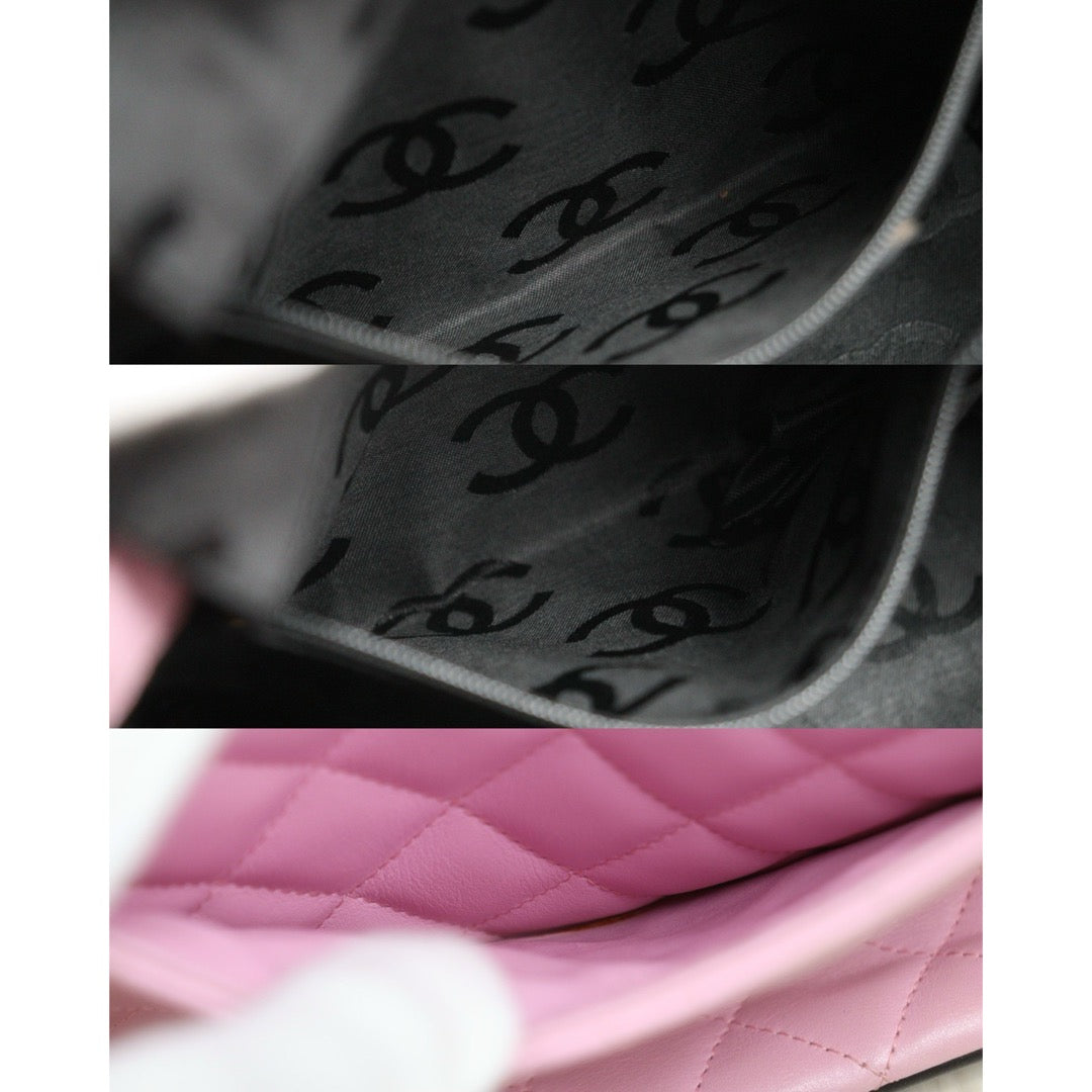 Include Entrupy Certificate of Authenticity｜Very Good ( Rank A)｜ CHANEL Cambon Line MM ToteBag Pink Black Made In 2004-2005 Year｜26101305