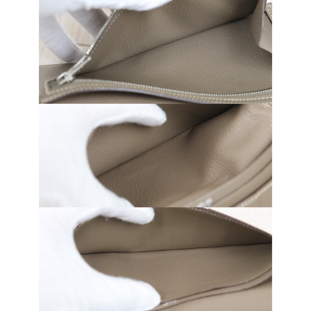 Good ( Rank AB)｜ HERMES Hermes Bean Long Wallet Etoupe Gray □J Stamp Made In 2006 Year｜V25101613