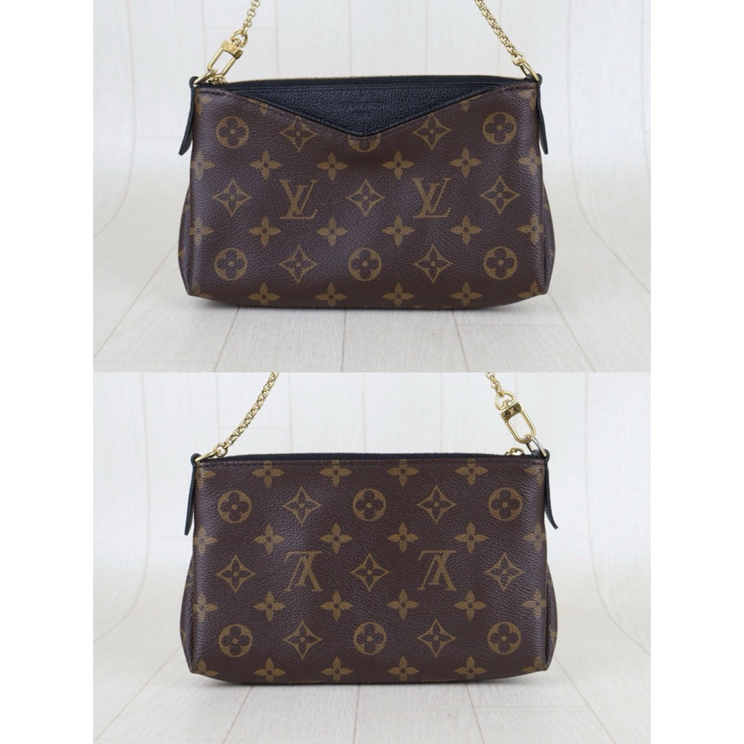 Include Entrupy Certificate of Authenticity｜Good ( Rank AB)｜ Louis Vuitton Monogram  Mini Pallas Cluth With Shoulder Bag Black｜S26052205