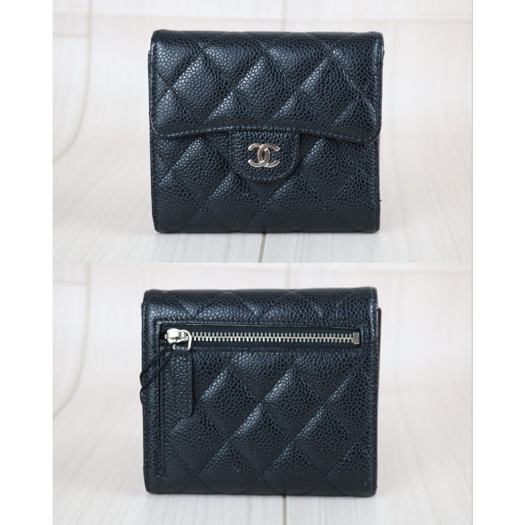 Include Entrupy Certificate of Authenticity｜Very Good ( Rank A)｜CHANEL Caviar Skin Black Wallet Made In 2019-2020Year｜X26052601