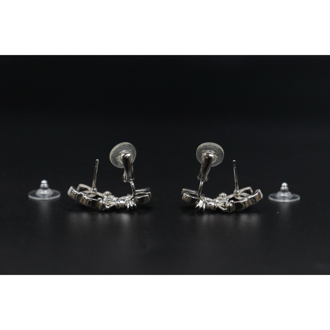 Very Good ( Rank A) ｜ CHANEL B23P Coco Mark  Rhinestone Silver Earrings Made In 2023Year ｜S25122401