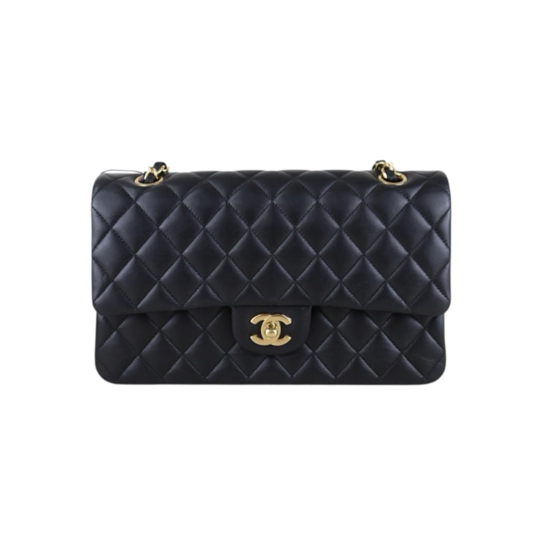 Include Entrupy Certificate of Authenticity｜Very Good ( Rank A)｜ CHANEL Lamb Skin Matrasse Chain Double Flap 25 Shoulder Bag  Black Made In 2017Year｜S26100201