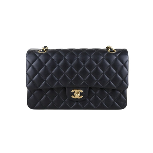 Include Entrupy Certificate of Authenticity｜Very Good ( Rank A)｜ CHANEL Lamb Skin Matrasse Chain Double Flap 25 Shoulder Bag  Black Made In 2017Year｜S26100201