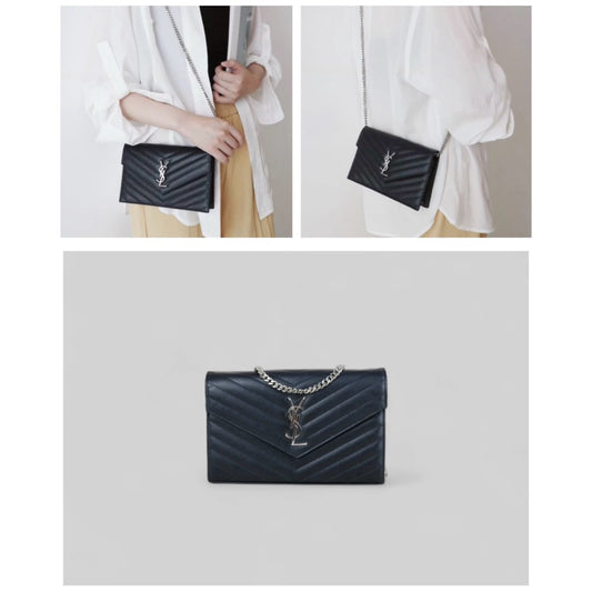 Very Good ( Rank A)｜Saint Laurent YSL Caviar Skin Shoulder Bag Black｜S25060303