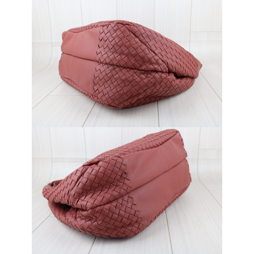 Include Entrupy Certificate of Authenticity｜Very Good ( Rank A)｜ Bottega Veneta Lamb Skin Intrecciato Campana Shoulder Bag  Dusty Rose｜X26091002