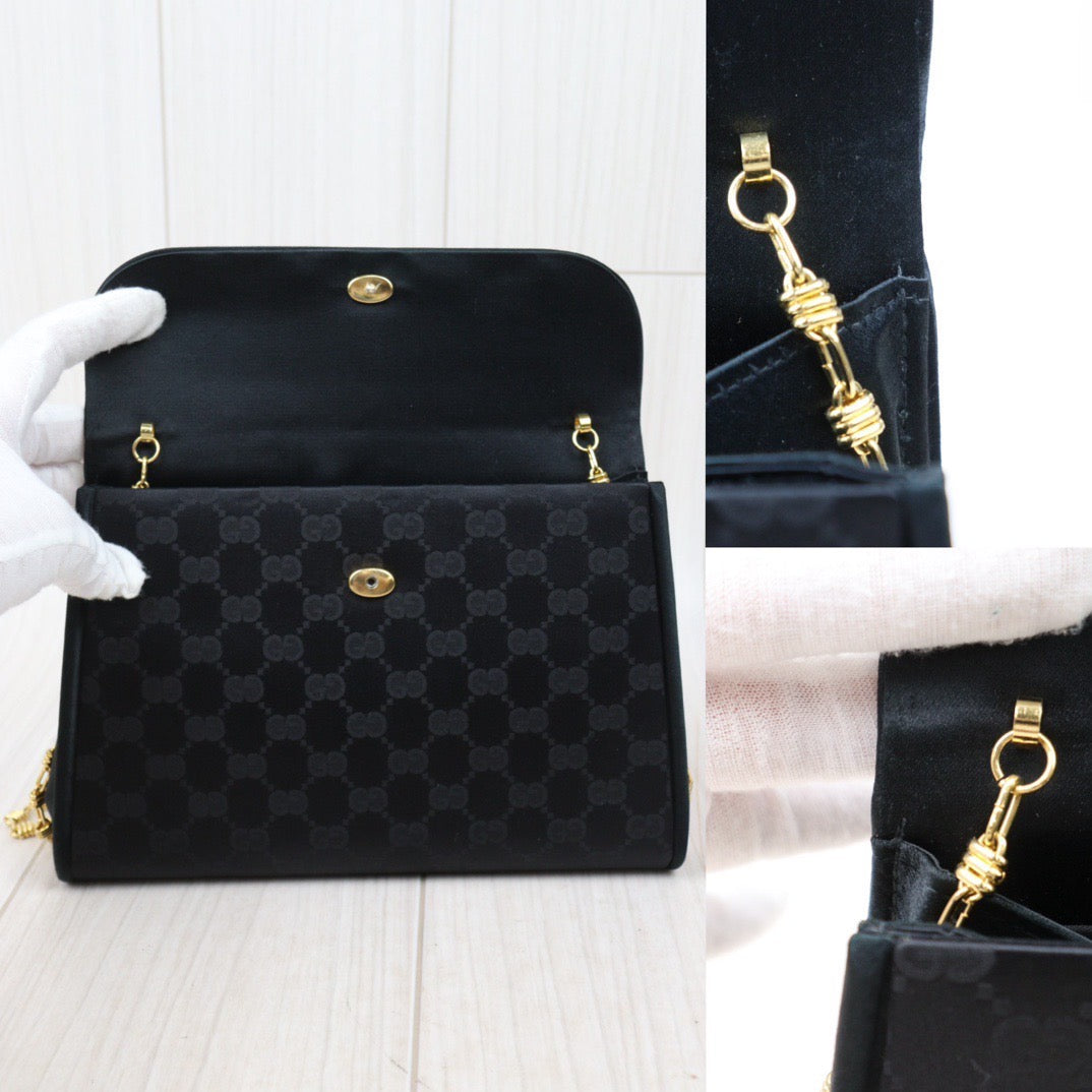 Rank AB ｜ GUCCI Vintage GG Velvet Clutch Bag Black  ｜24060306