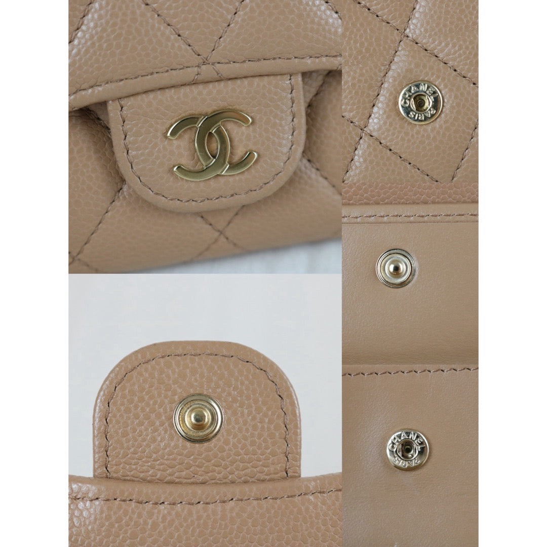 Include Entrupy Certificate of Authenticity｜Good ( Rank AB)｜Chanel Caviar Skin Nude Brown  Wallet IC Chips Model ｜S26072535