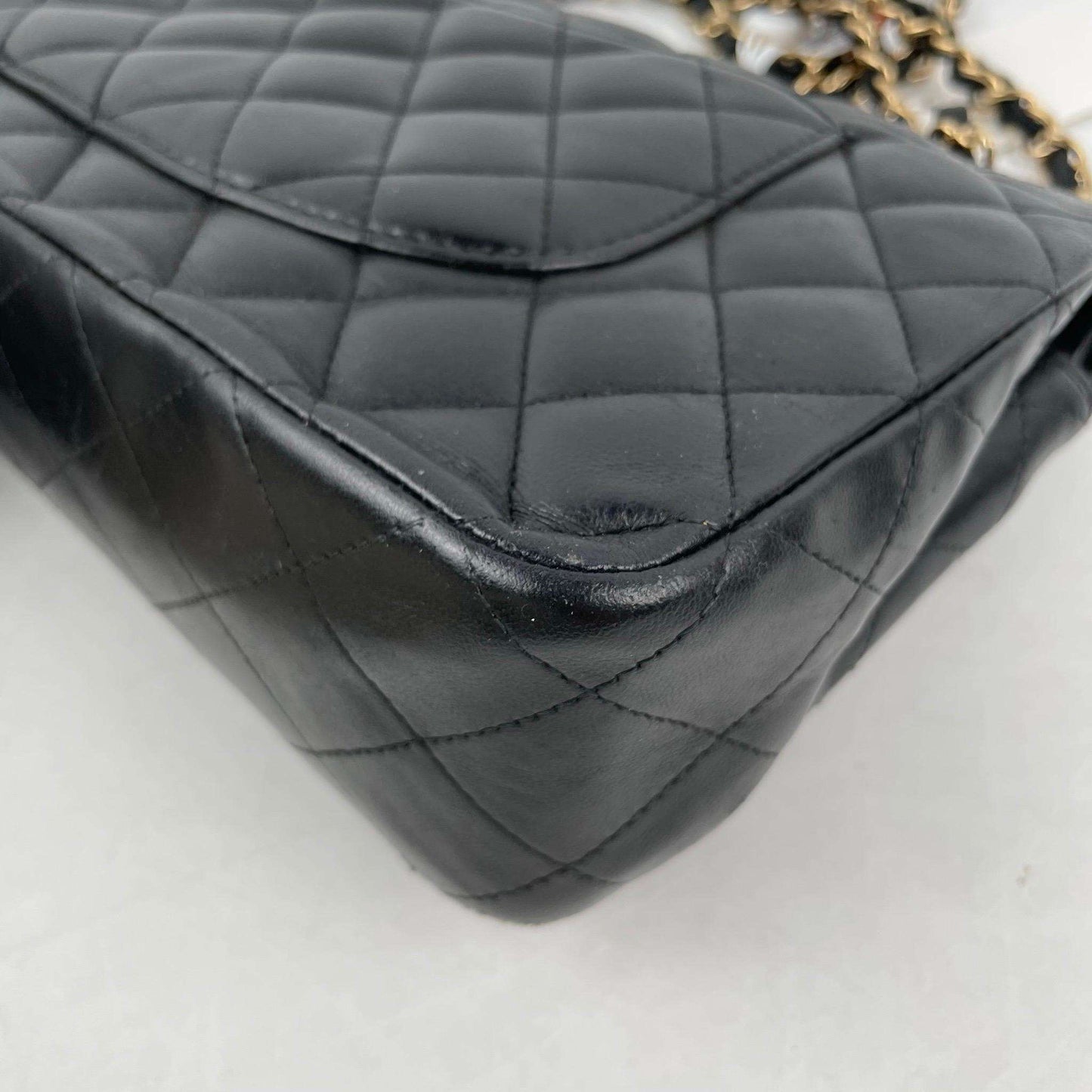 ( Rank B)｜ CHANEL Lamb Skin Matrasse Double Flap 25 Shoulder Bag Black
