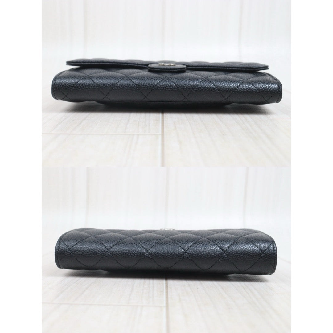 Include Entrupy Certificate of Authenticity｜Very Good ( Rank A)｜CHANEL Caviar Skin Black Long Wallet Made In 2020-2021Year｜26071307