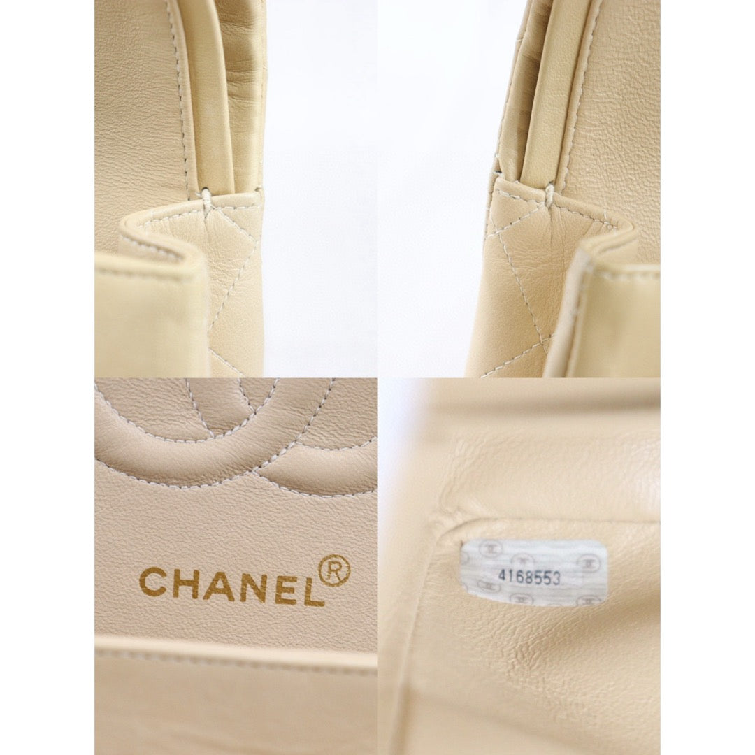 Good ( Rank AB)｜ CHANEL  Lamb Skin Beige Double Flap 25 Shoulder Bag Made in 1996-1997 Year ｜P24083012