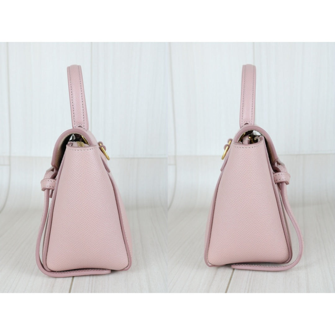Very Good ( Rank A)｜CELINE Calf Leather Belt Pico Handbag Shoulder Bag Misty Rose｜S25112910