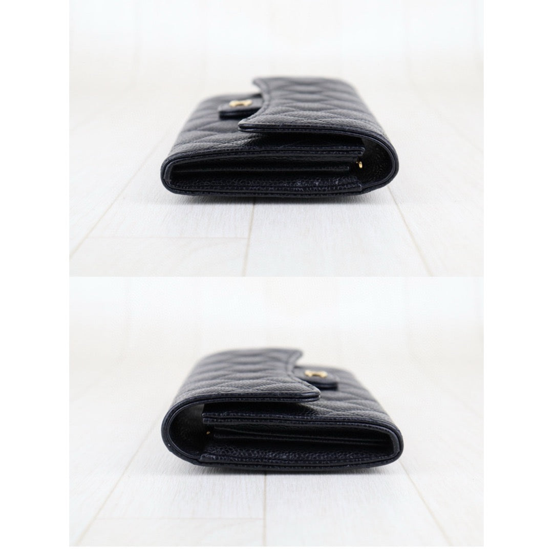 Very Good ( Rank A)｜CHANEL Caviar Skin Black Long Wallet Made In 2020 - 2021 Year｜H25011310