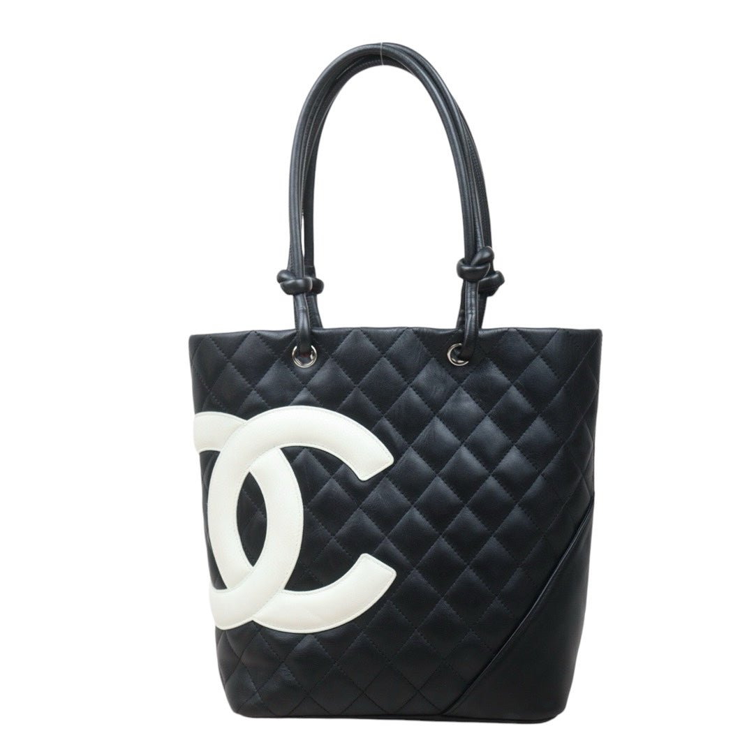 Good ( Rank AB) ｜ CHANEL Cambon Line Mini ToteBag Black White Made In 2004-2005 Year｜24120603