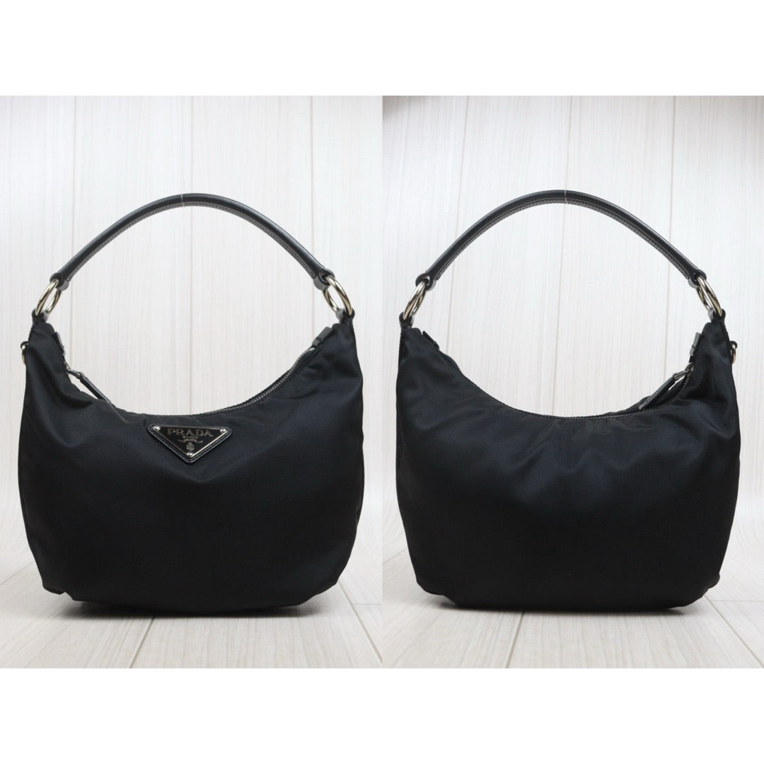 Include Entrupy Certificate of Authenticity｜Very Good ( Rank A) ｜Prada  Tessuto Nylon Hobo Shoulder Bag Black ｜26091101