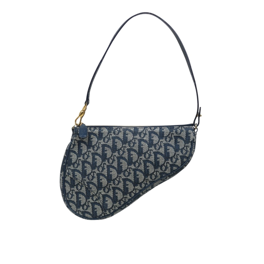 Good ( Rank AB) ｜ Dior Trotter Saddle Pochette Blue Shoulder Bag Small｜25121103