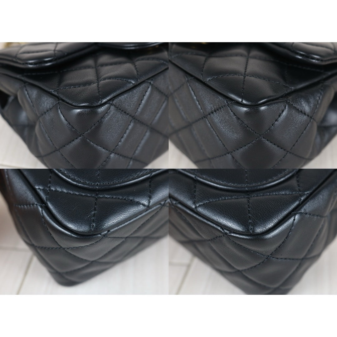 Very Good ( Rank A)｜ CHANEL  Matrasse Chain Lamb Skin 17 Flap Shoulder Bag Black IC Chips Model ｜W25110607