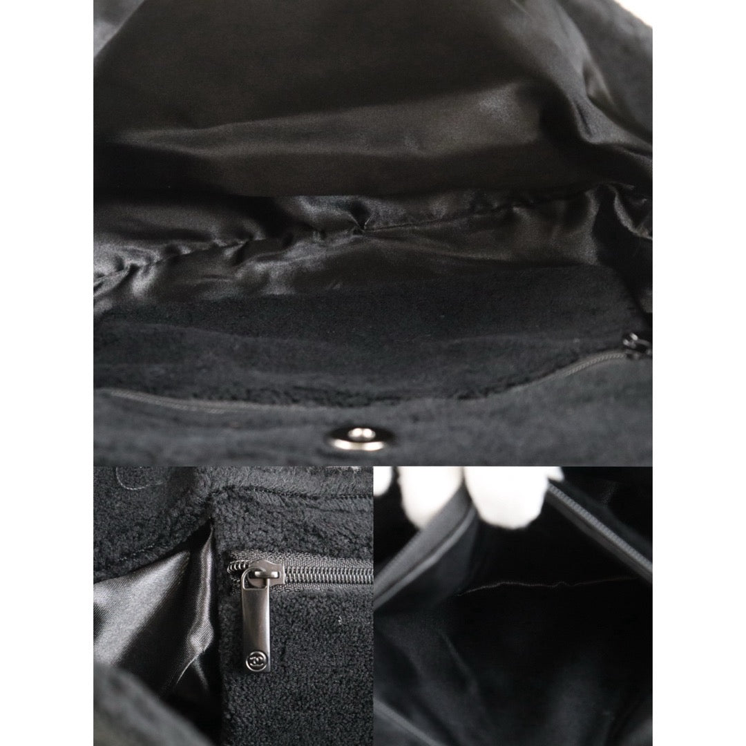 Very Good ( Rank A)｜CHANEL Precision Terry Cloth Flap Shoulder Bag Black VIP Gift｜S26090720