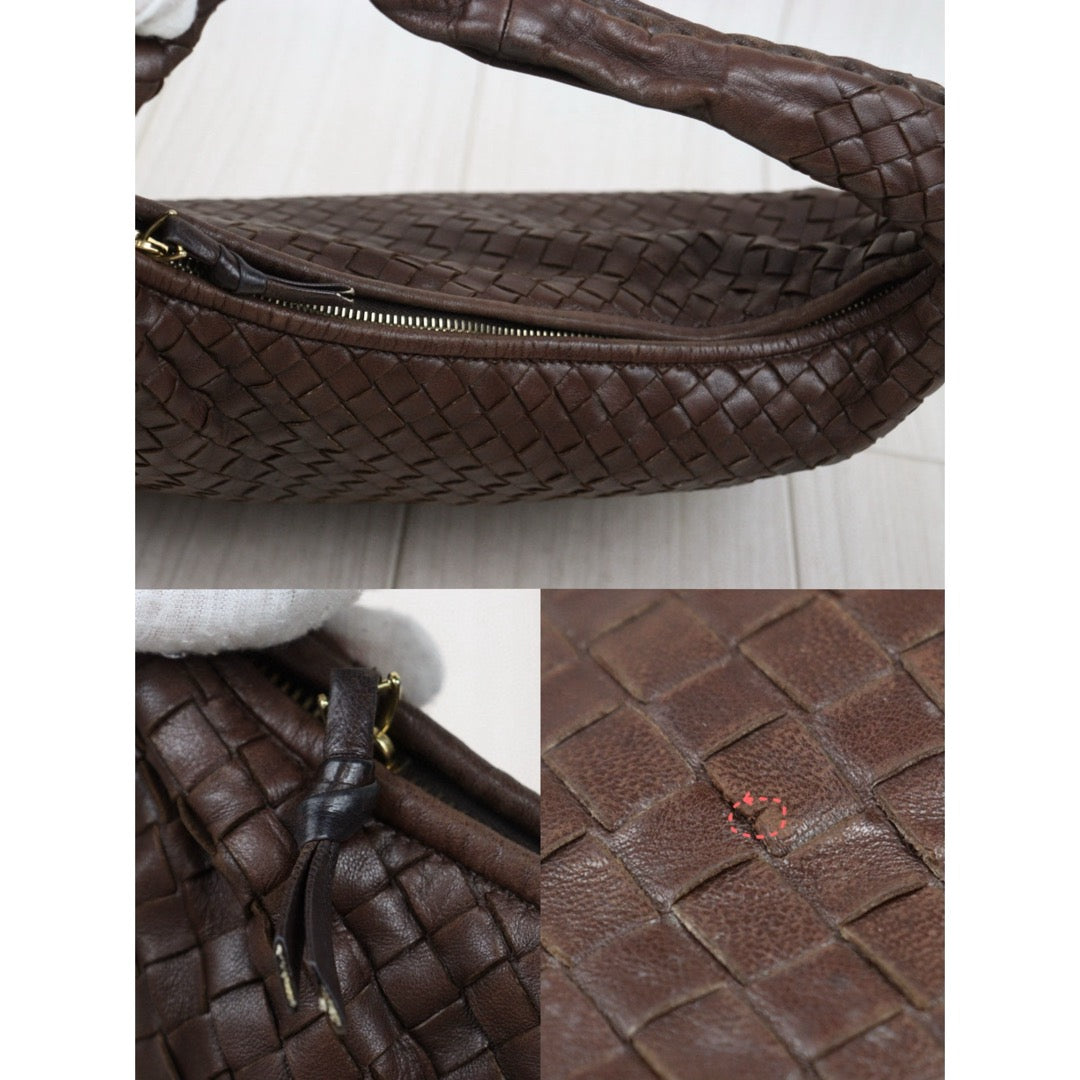 Good ( Rank AB)｜ Bottega Veneta Lamb Skin Braid Shoulder Bag Brown｜V25042417