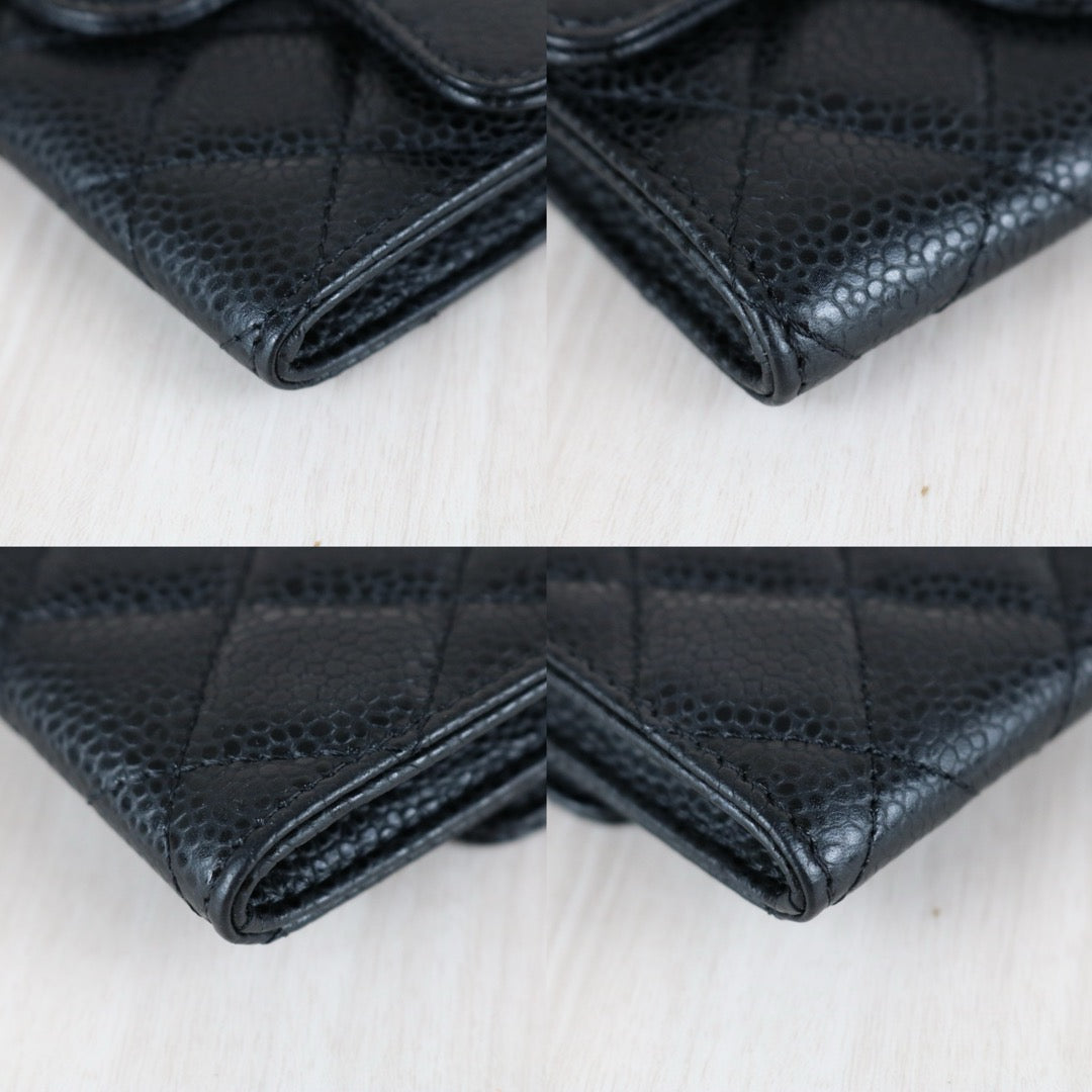 Very Good ( Rank A) ｜CHANEL Caviar Skin Calf Leather  Card Holder Black Made In 2019 Year｜X25070606