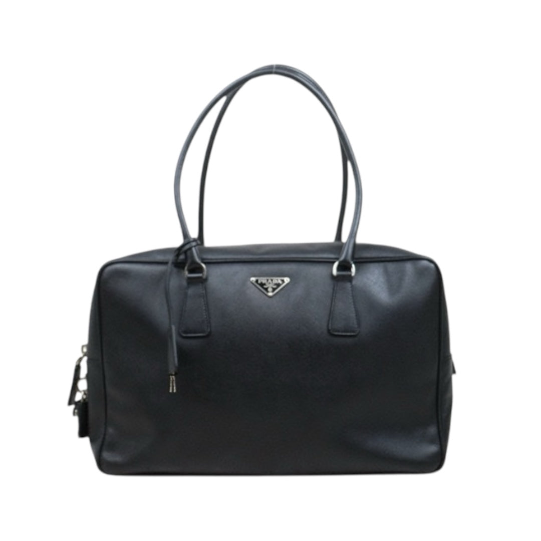 Good ( Rank AB)｜Prada Leather Saffiano Briefcase Handbag Black｜V25050815