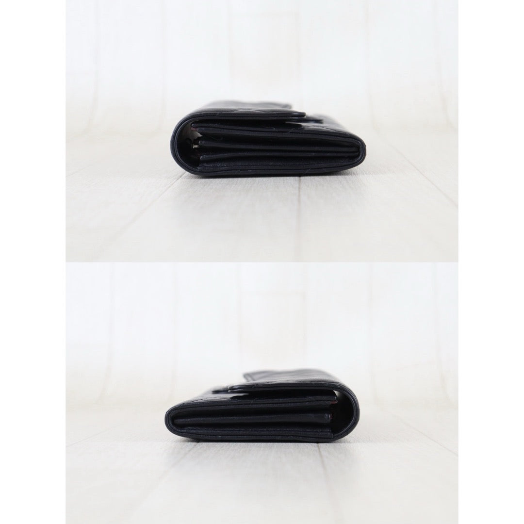 Include Entrupy Certificate of Authenticity｜Good ( Rank AB)｜CHANEL Lamb Skin Black Long Wallet Made In 2016-2017Year｜S26083005
