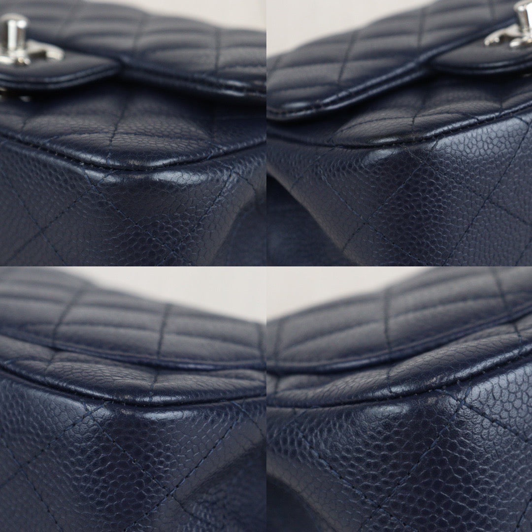 Rank A ｜ CHANEL Caviar Skin Square 17 Shoulder Bag Navy｜23080314