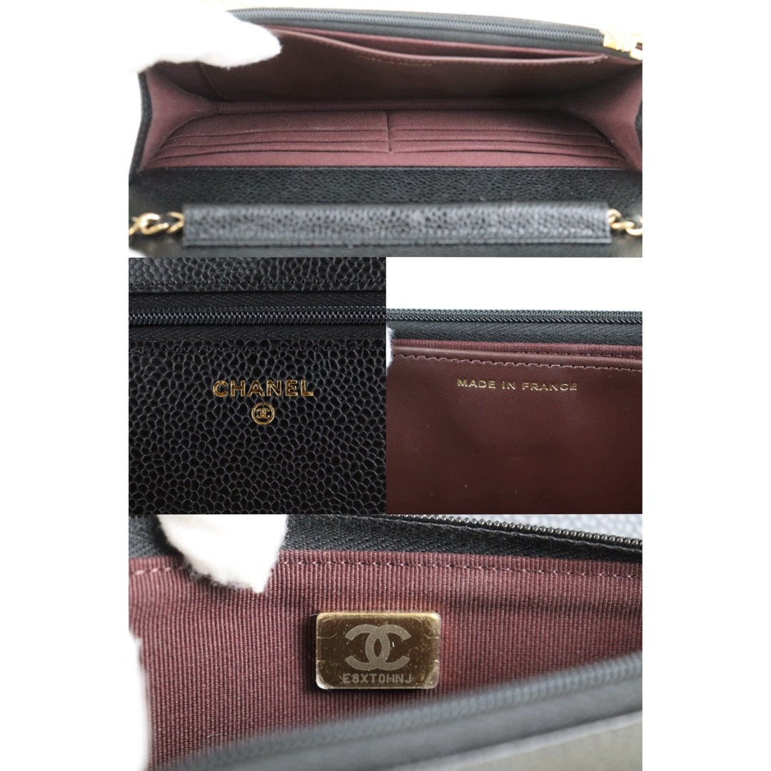 Include Entrupy Certificate of Authenticity｜Very Good ( Rank A)｜CHANEL Caviar Skin WOC Chain Bag Black  IC Chips Model｜Z26091602