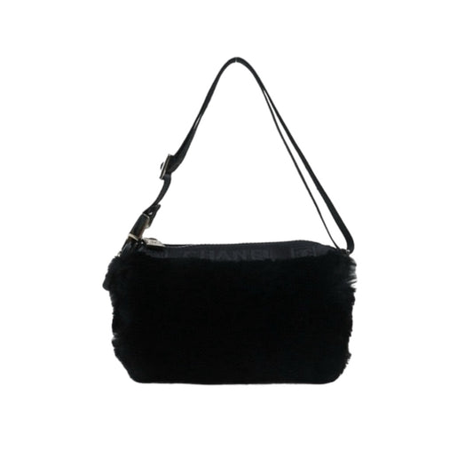 Very Good ( Rank A) ｜ CHANEL Rabbit Fur Canvas Shoulder Bag Black  Made In 2005-2006Year｜W24080703