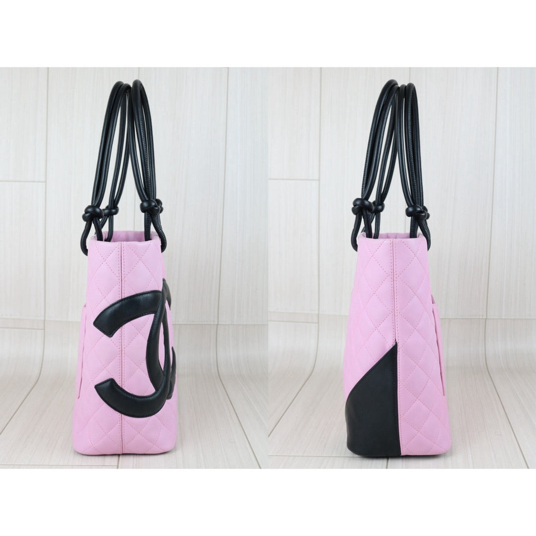 Include Entrupy Certificate of Authenticity｜Good ( Rank AB)｜ CHANEL Cambon Line Calf Leather Small Tote Bag Made In 2004-2005Year｜Y26051520