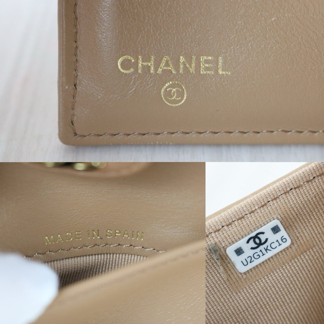 Include Entrupy Certificate of Authenticity｜Good ( Rank AB)｜Chanel Caviar Skin Nude Brown  Wallet IC Chips Model ｜S26072535