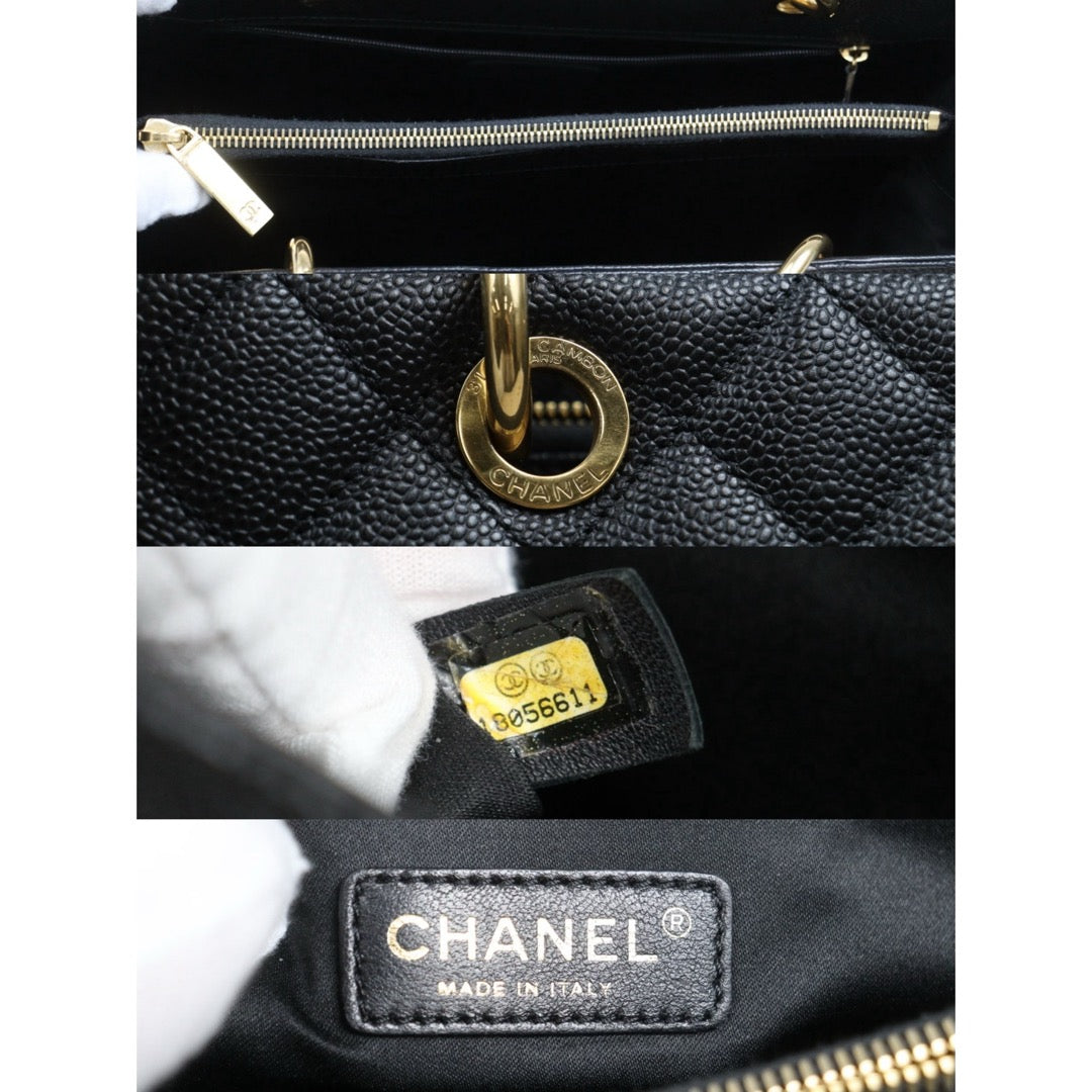 Very Good ( Rank A) ｜ CHANEL Caviar Skin Matrasse Chain GST Tote Bag  Black  Made In 2013-2014Year｜S26020104