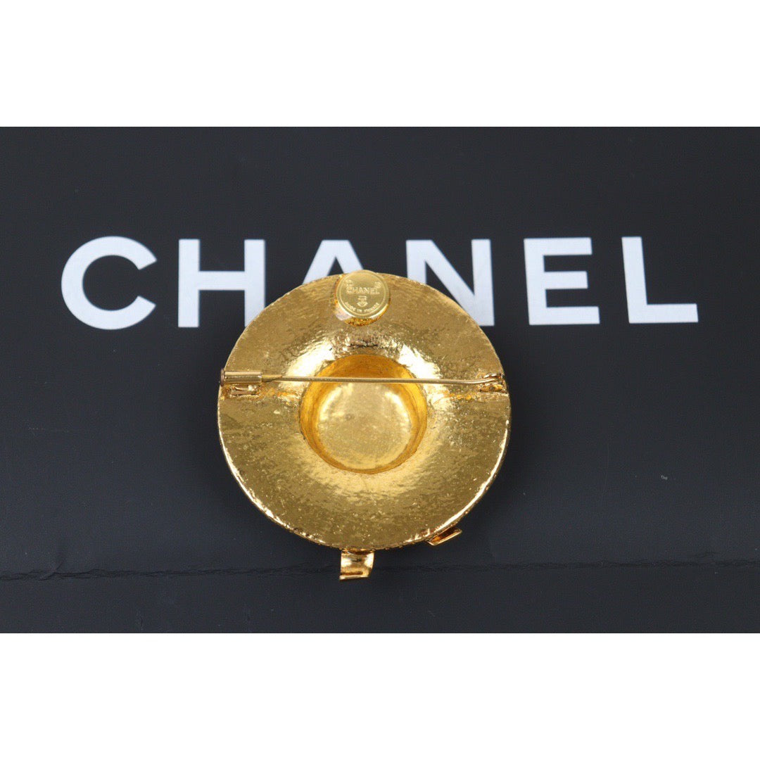 Very Good ( Rank A)｜ CHANEL Straw Hat Gold Brooch ｜Q24050946