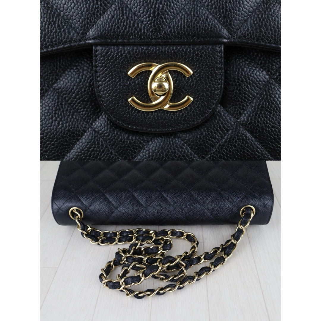 Include Entrupy Certificate of Authenticity｜Good ( Rank AB)｜ CHANEL Matrasse Chain Caviar Skin Jumbo Black  Made In 2014 Year｜S26041402