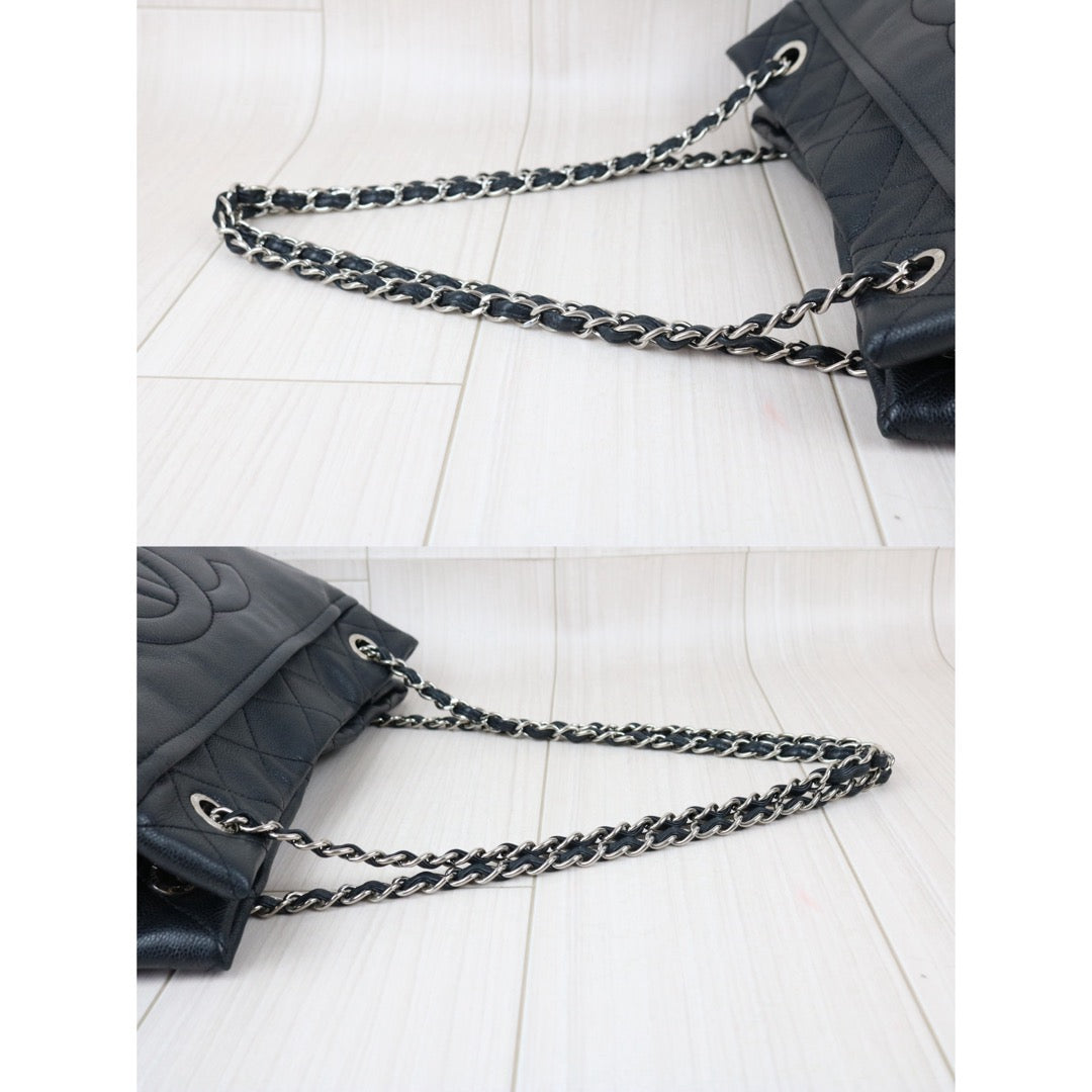 Include Entrupy Certificate of Authenticity｜Good ( Rank AB)｜ CHANEL Matrasse Caviar Skin Black  Chain Tote Bag Made In 2010-2011Year｜X26051805