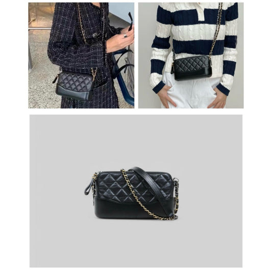 Very Good ( Rank A)｜CHANEL Mini Gabrielle Aged Calfskin Shoulder Bag Black Made in 2019-2020Year｜S25033009