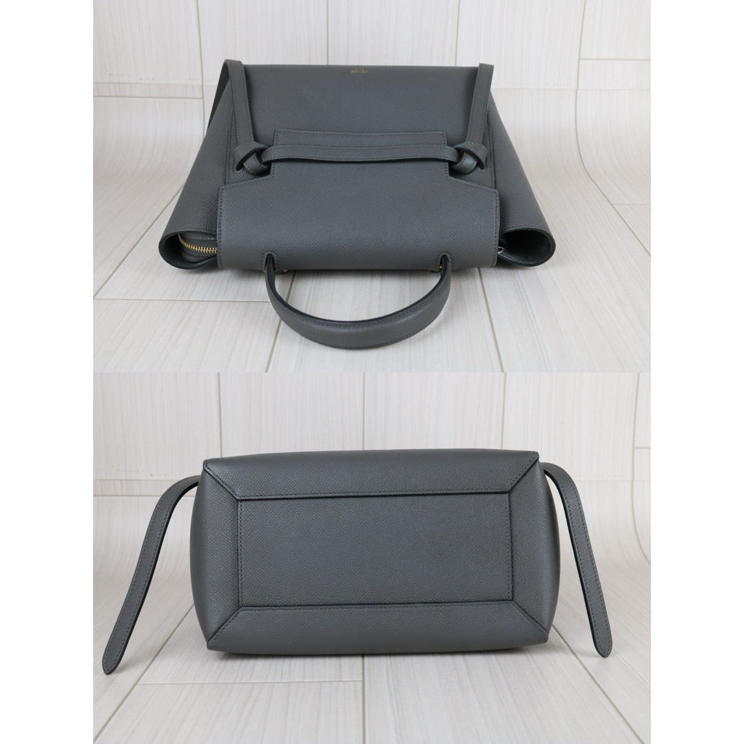 Very Good ( Rank A)｜CELINE Leather Calf Belt Micro Handbag Shoulder Bag Gray｜S25051304