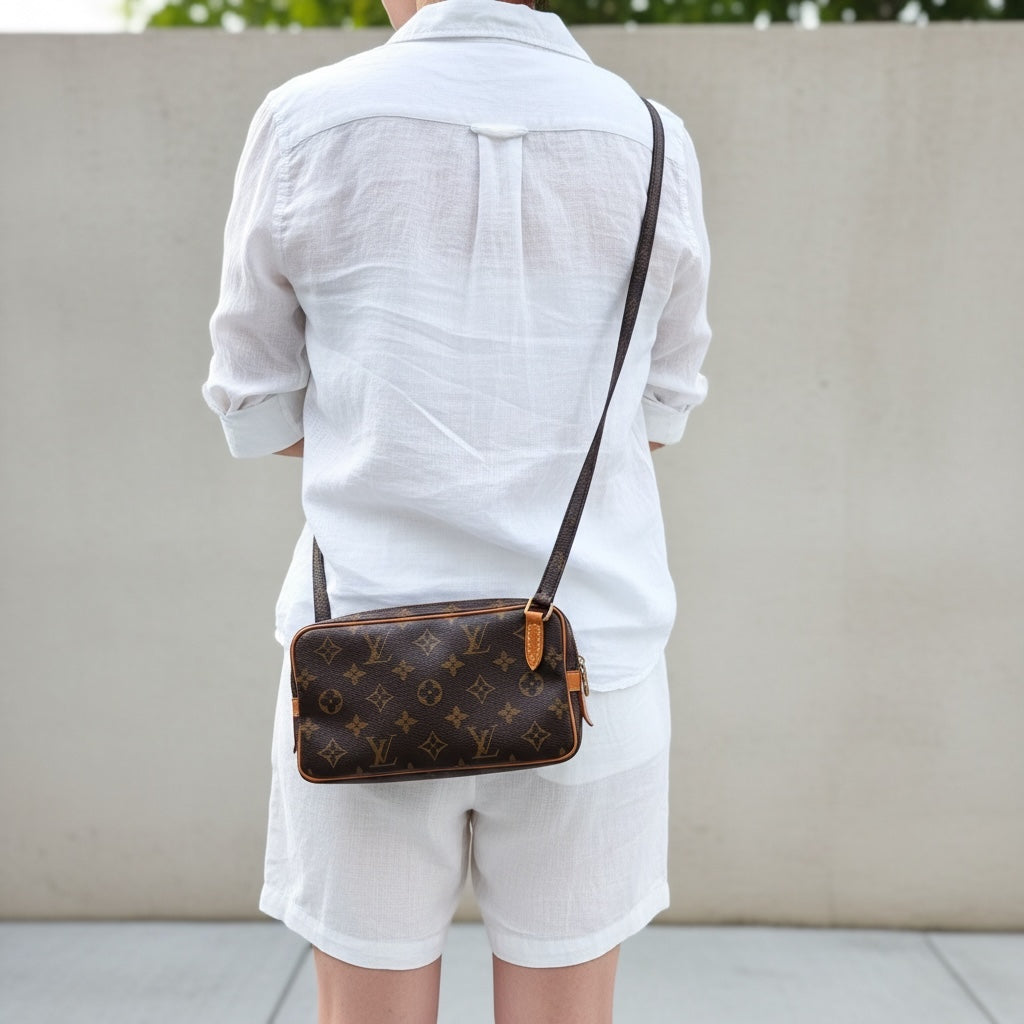 Include Entrupy Certificate of Authenticity｜Good ( Rank AB)｜Louis Vuitton Monogram Pochette Marley Bandolier Shoulder Bag｜26042806