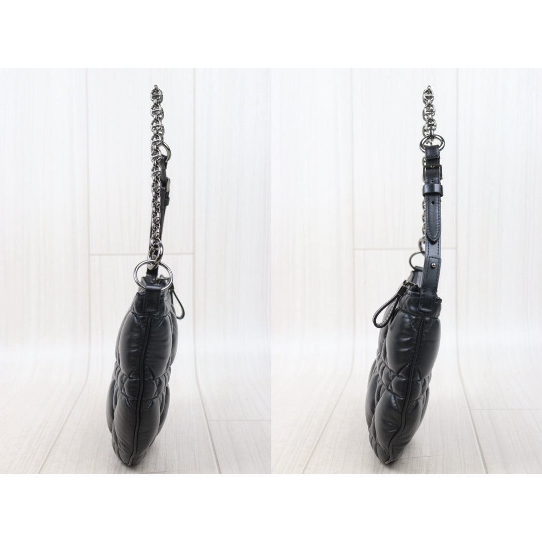 Very Good ( Rank A) ｜Dior Caro Tulip Matelasse Chain Calf Leather Shoulder Bag  Black  ｜P25071806