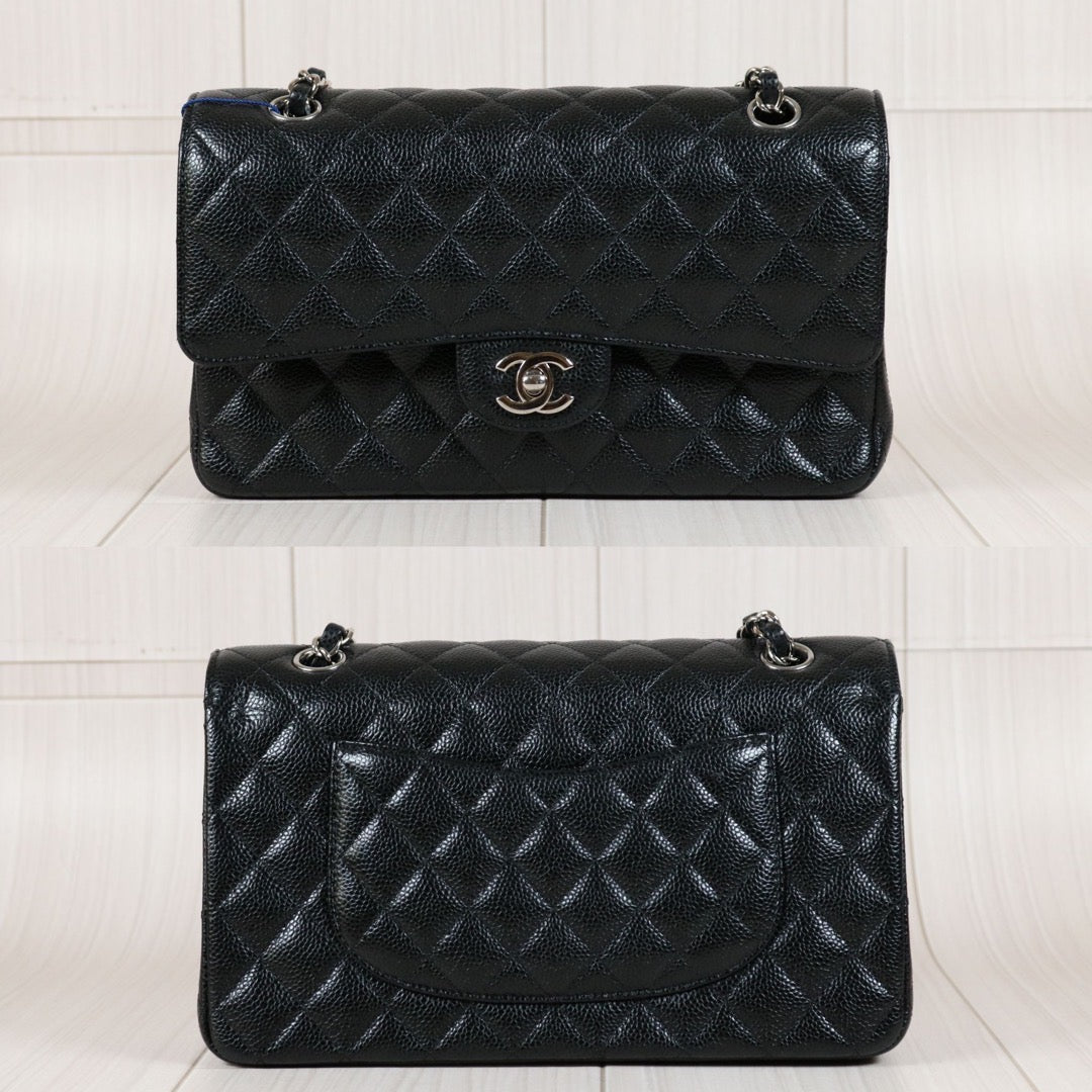 Rank SA｜ CHANEL Caviar Skin Matrasse Double Flap 25 Shoulder Bag Black Made In 2018 Year  ｜S24050601