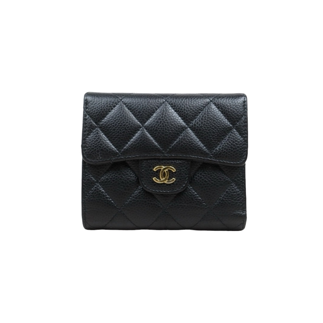 Good ( Rank AB)｜CHANEL Caviar Skin Calf Leather  Black Wallet Made In 2018-2019Year｜V25112103
