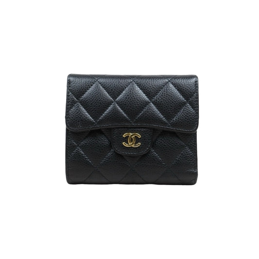 Good ( Rank AB)｜CHANEL Caviar Skin Calf Leather  Black Wallet Made In 2018-2019Year｜V25112103