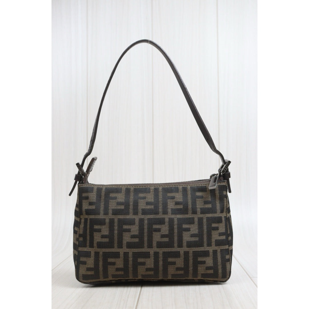 Include Entrupy Certificate of Authenticity｜Good ( Rank AB)｜ FENDI Zucca Mamma Gunmetal Hardware Shoulder Bag｜26091805