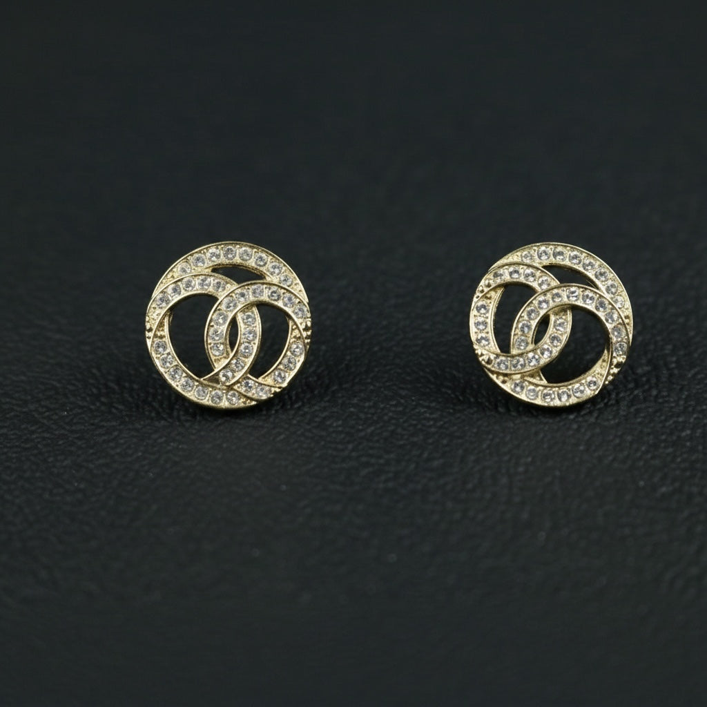 Include Authentic Detective Certificate of Authenticity｜Very Good ( Rank A) ｜CHANEL A19C COCO Mark Circlet Rhinestone Earrings Made In 2019Year｜S26070201
