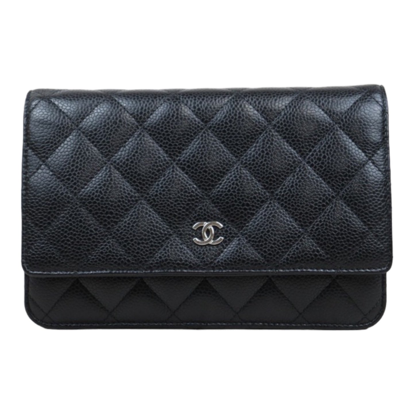 Rank A｜ CHANEL Matelasse Caviar Skin Chain Wallet Black Silver Hardware Made in 2019 Year ｜S24031804