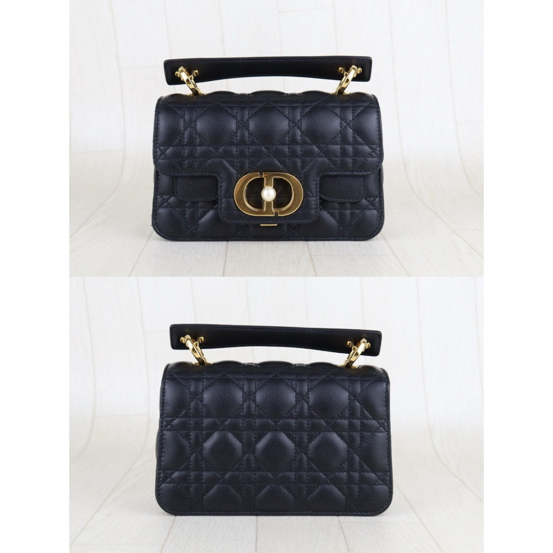 Very Good ( Rank A) ｜Dior Calfskin Mini Jolie Top  Handle  Handbag  Shoulder Bag Black  ｜H25063016