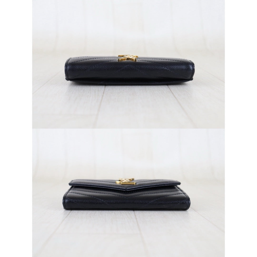 Include Entrupy Certificate of Authenticity｜Excellent（Rank SA）｜  Saint Laurent YSL Caviar Skin Calf Leather  Card Holder Black｜S26030819