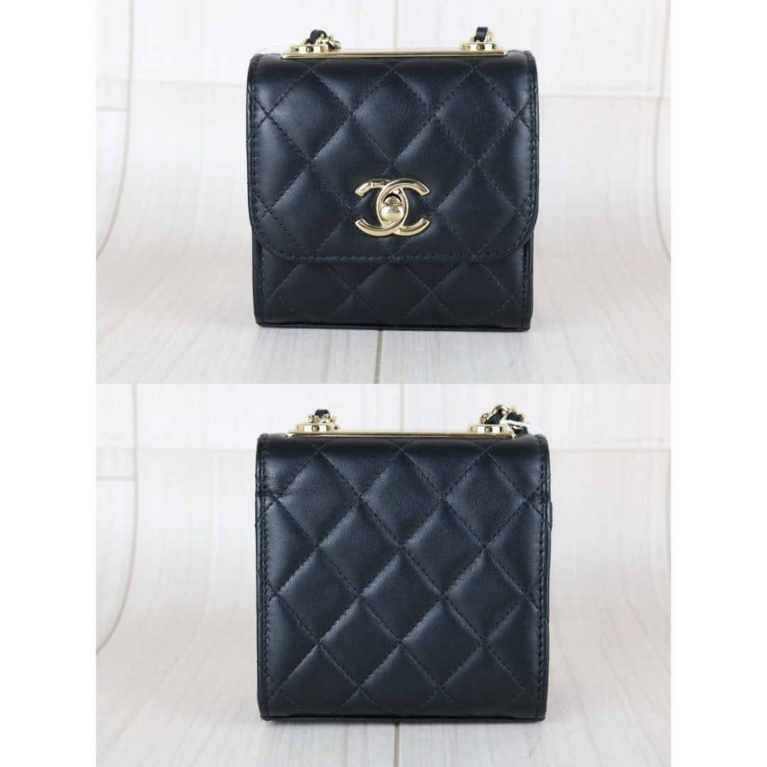 Very Good ( Rank A)｜ CHANEL Matelasse Chain Lamb Skin Trandy CC mini Box Black Made In 2019Year ｜W25081403