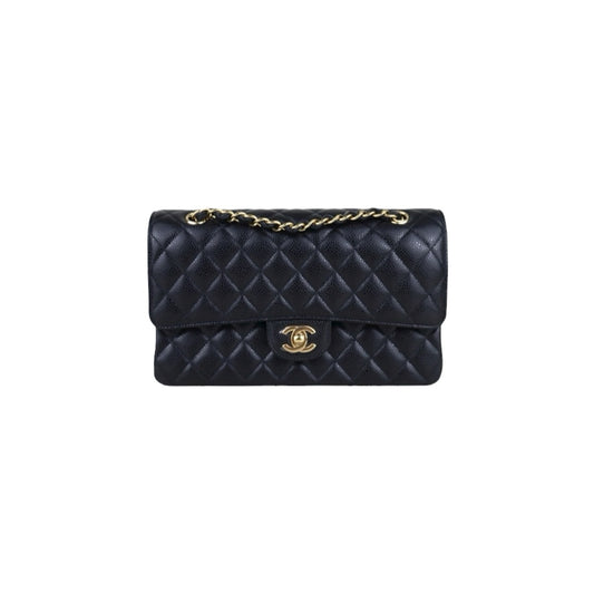 Excellent（Rank SA）｜ Full Set CHANEL Caviar Skin Matrasse Double Flap 25 Shoulder Bag Black Made In 2020-2021Year｜S25101102