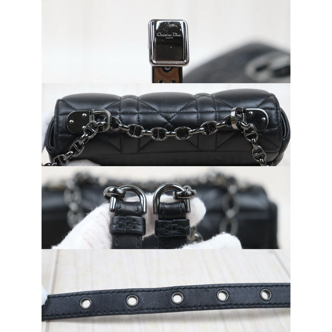 Very Good ( Rank A) ｜Dior Caro Matelasse Chain Calf Leather Shoulder Bag PM So Black  ｜S25071010